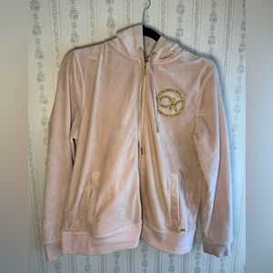 Calvin Klein Logo Velour Jacket size large light pink/nude color NWOT